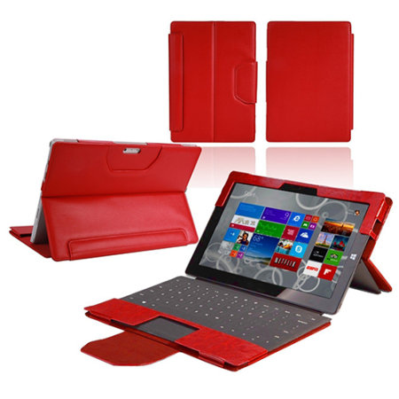 Navitech Leather-Style Microsoft Surface Pro 4 Stand Case - Red