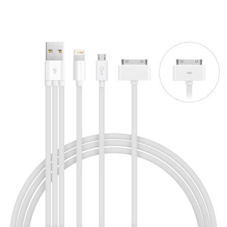 4-in-1 Charging Cable (Apple, Galaxy Tab, Micro USB) - 1 metre