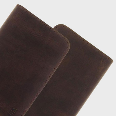 Valenta Universal 5 Inch Raw Genuine Leather Pouch - Vintage Brown