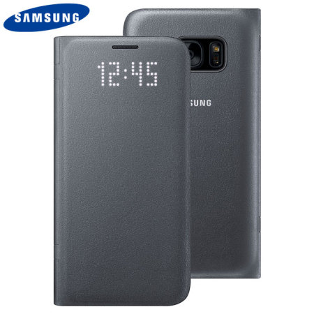 Original Samsung Galaxy S7 LED Flip Wallet Cover Tasche in Schwarz