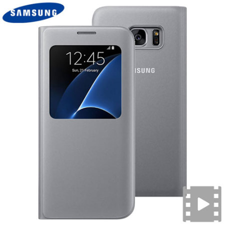 Renderen Ironisch Scarp Official Samsung Galaxy S7 Edge S View Cover Case - Silver