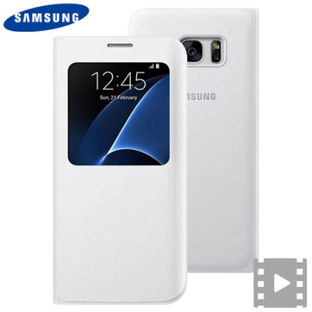 Suave Leche Acusador Funda oficial Samsung Galaxy S7 Edge S-View Cover - Blanca