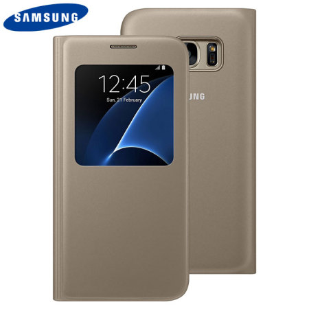Officiële Samsung Galaxy S7 S View Premium Cover Case - Goud