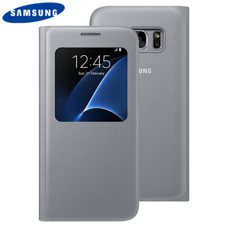 Original Samsung Galaxy S7 Tasche S View Premium Cover in Silber