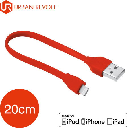 Urban Revolt Flat Non-tangle MFi Lightning Cable 20cm - Red