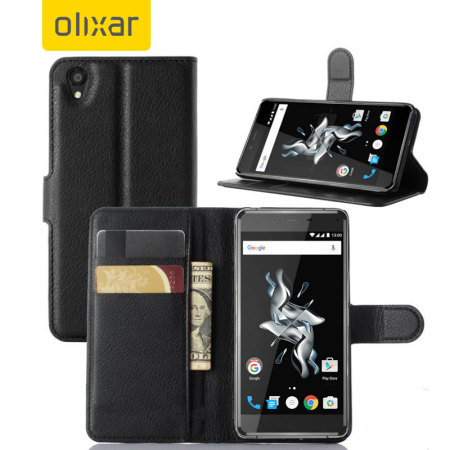 Olixar Leather-Style OnePlus X Wallet Case - Black