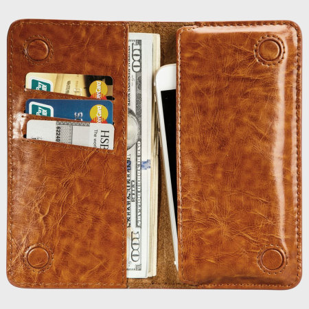 Jison Case Universale Smartphone Ledertasche Wallet Case in Braun