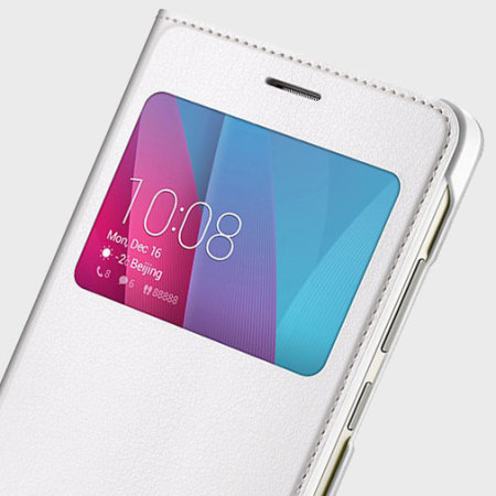 Makkelijk te lezen pantoffel vereist Official Huawei Honor 5X View Flip Case - White