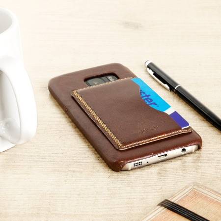 Olixar Leader-Style Samsung Galaxy S7 Wallet Card Slot Hülle Braun