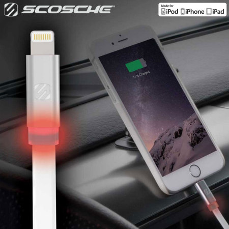 Scosche FlatOut LED Lightning Tangle-Free 1.8m Cable - White