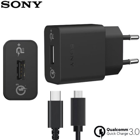 Official Sony Qualcomm 3.0 Quick EU Wall Charger & Cable UCH12 - Black