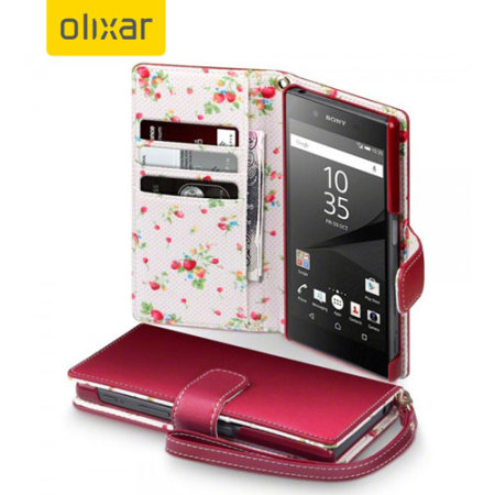 twaalf belangrijk Leraar op school Olixar Leather-Style Sony Xperia Z5 Wallet Case - Floral Red