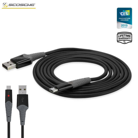 Cable Micro USB Rugged LED 1.8M Scosche strikeLINE - Negro