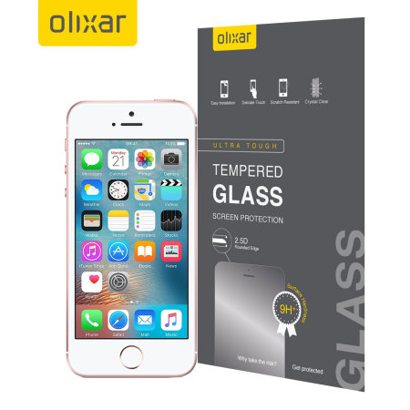 Olixar iPhone SE Tempered Glas Displayschutz