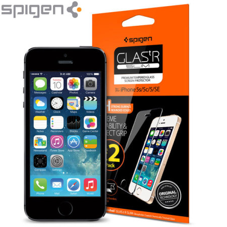 Spigen GLAS.tR SLIM iPhone SE Tempered Glass Screen Protector - 2 Pack