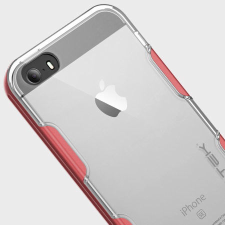 Ghostek Cloak iPhone SE Aluminium Tough Case - Clear / Red