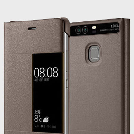 Original Huawei P9 Smart View Flip Case Tasche in Braun