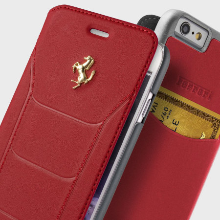 hypotheek Kast Dan Ferrari 488 Gold Collection Booktype iPhone 6S / 6 Case - Red