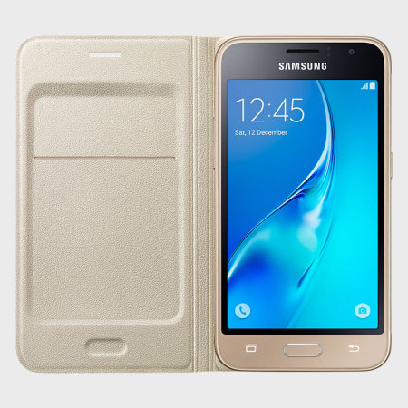Official Samsung Galaxy J1 2016 Flip Wallet Cover - Gold