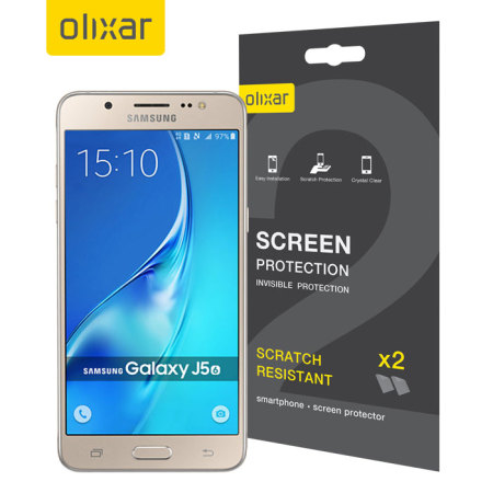 Olixar Samsung Galaxy J5 2016 Näytönsuojakalvo - 2-in-1 Pack