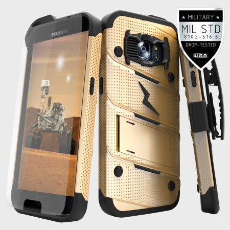 Zizo Bolt Samsung Galaxy S7 Kovakotelo & Vyöklipsi – Kulta