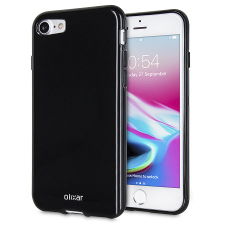 Olixar FlexiShield iPhone 8 Gel Case - Jet Black