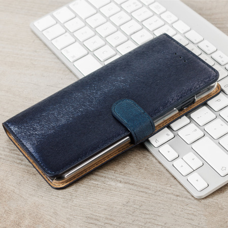 Hansmare Calf iPhone 7 Plus Wallet Case - Navy Blue