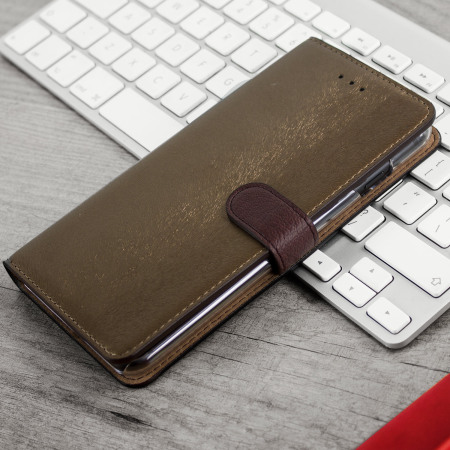 Hansmare Calf iPhone 7 Plus Wallet Case - Golden Brown