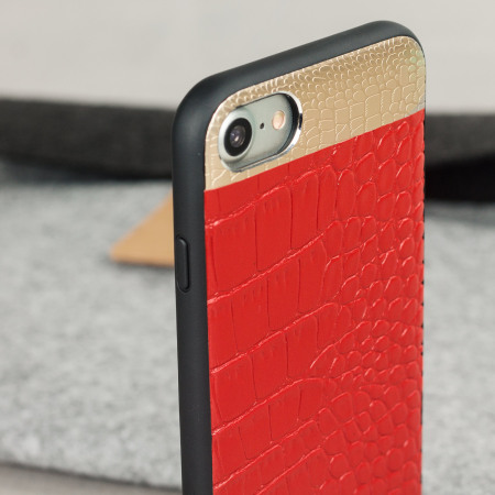 CROCO2 Genuine Leather iPhone 7 Case - Red