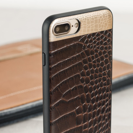 Steken Wiskunde controleren CROCO2 Genuine Leather iPhone 7 Plus Case - Bruin