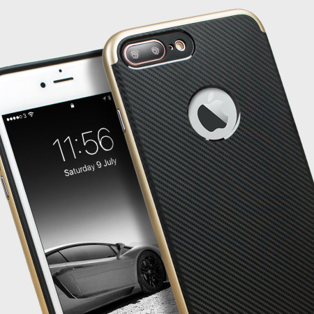 Coque iPhone 7 Plus Olixar X-Duo – Fibres de carbone Or