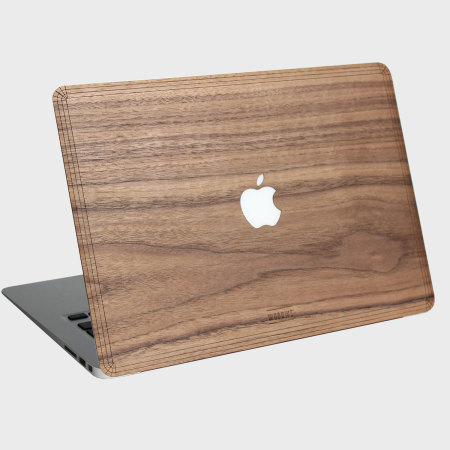WoodWe Real Wood Apple Macbook 13 Cover - Walnut