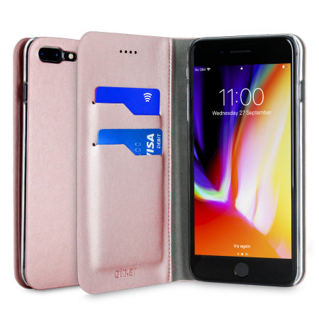 Olixar Lederlook iPhone 8 Plus / 7 Plus Wallet Case - Rosé Goud