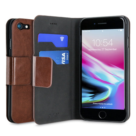 Olixar Leather-Style iPhone 8 / 7 Plånboksfodral - Brun