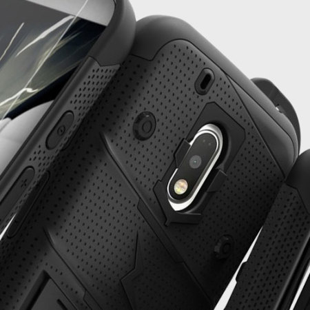 Zizo Bolt Series Moto G4 Play Tough Case & Belt Clip - Black