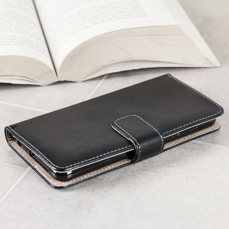 Een trouwe lancering richting Olixar Leather-Style Huawei Honor 8 Wallet Case - Black / Tan