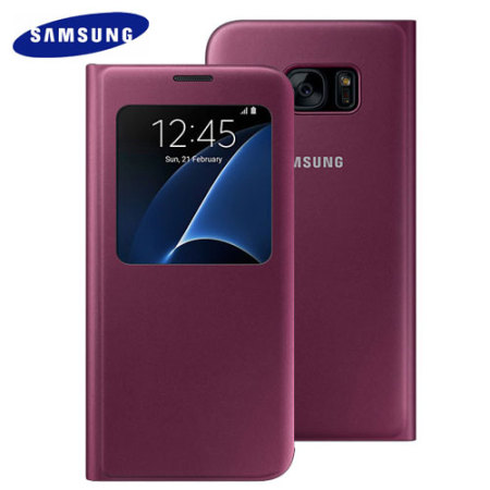 Official Samsung S7 Edge S View Cover - Ruby Wine