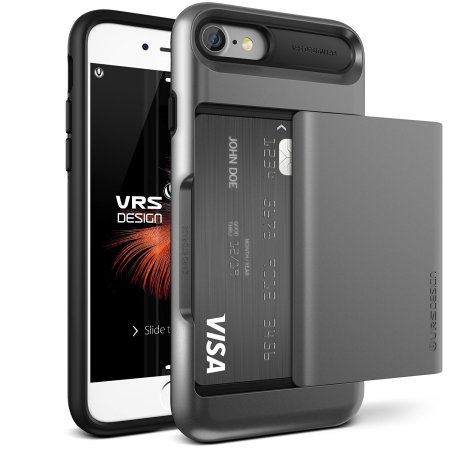 VRS Design Damda Glide iPhone 8 / 7 Wallet Tough Case - Steel Silver