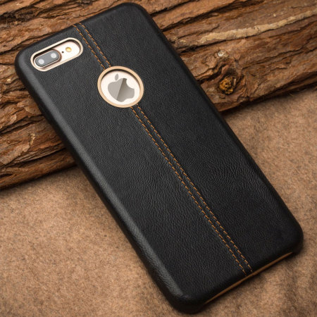 Premium Handmade Genuine Leather iPhone 7 Plus Skal - Svart