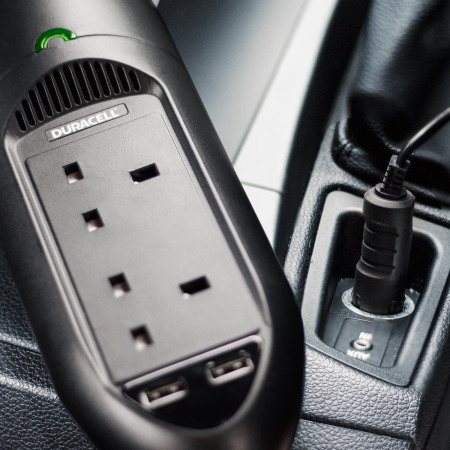 Duracell In-Car Mains & USB Charger - Black