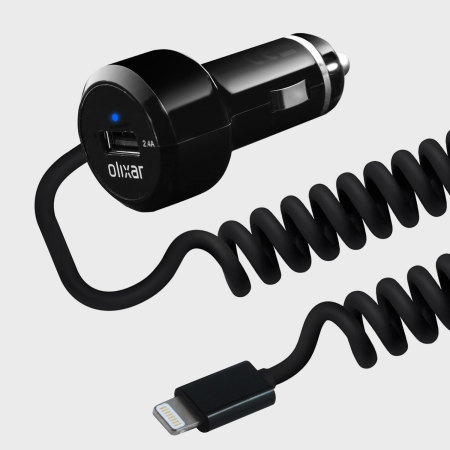Olixar Super Fast Lightning Car Charger with USB Port - 4.8A - Black