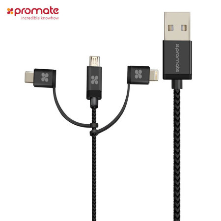 Promate uniLink Trio MFi 3-in-1 Multifunctional Charge & Sync Cable