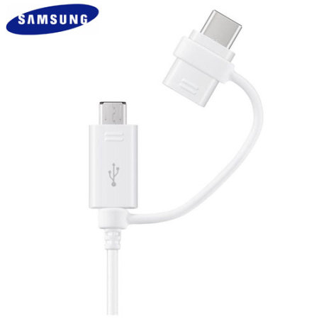 Official Samsung 2-in-1 Charge & Sync USB-C & Micro USB Cable - White