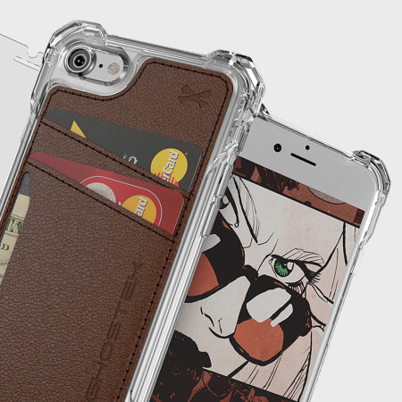 Ghostek Stash iPhone 7 Läder plånboksfodral + Skärmskydd - Brun