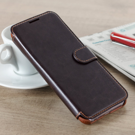 VRS Design Dandy Leather-Style Samsung Galaxy S8 Wallet Case - Brown
