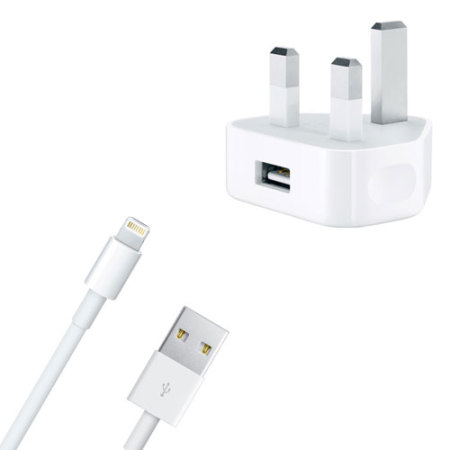 Official Apple Lightning Mains Charger with Lightning Cable - White