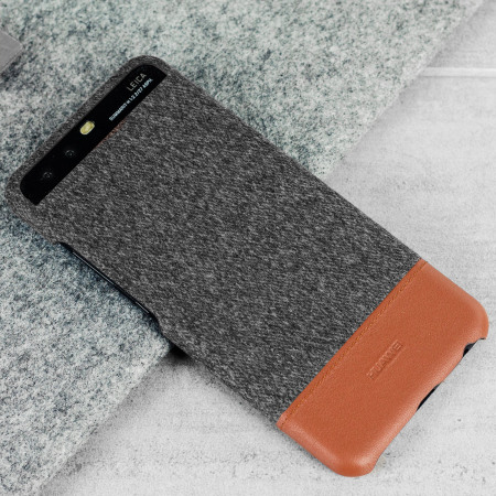 Official Huawei P10 Mashup Fabric and Leather-Style Skal - Mörkgrå