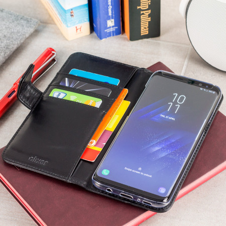 Olixar Genuine Leather Samsung Galaxy S8 Lommedeksel - Sort