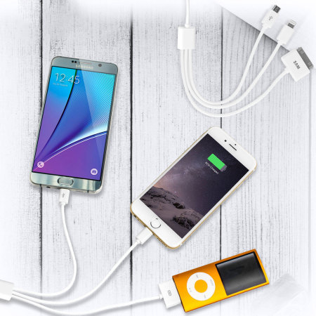 4-in-1 Charging Cable (Apple, Galaxy Tab, Micro USB) - 20cm