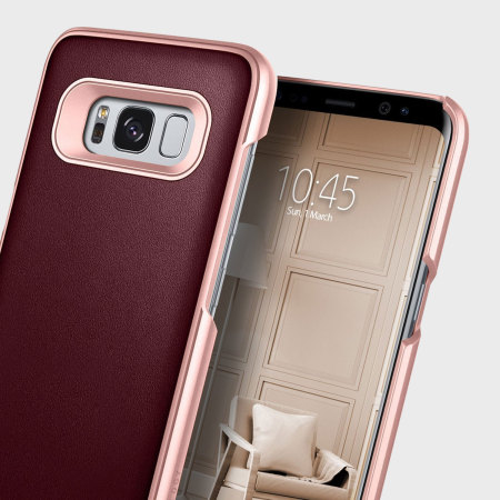 Caseology Fairmont Galaxy S8 Plus Leather-Style Case - Cherry Oak